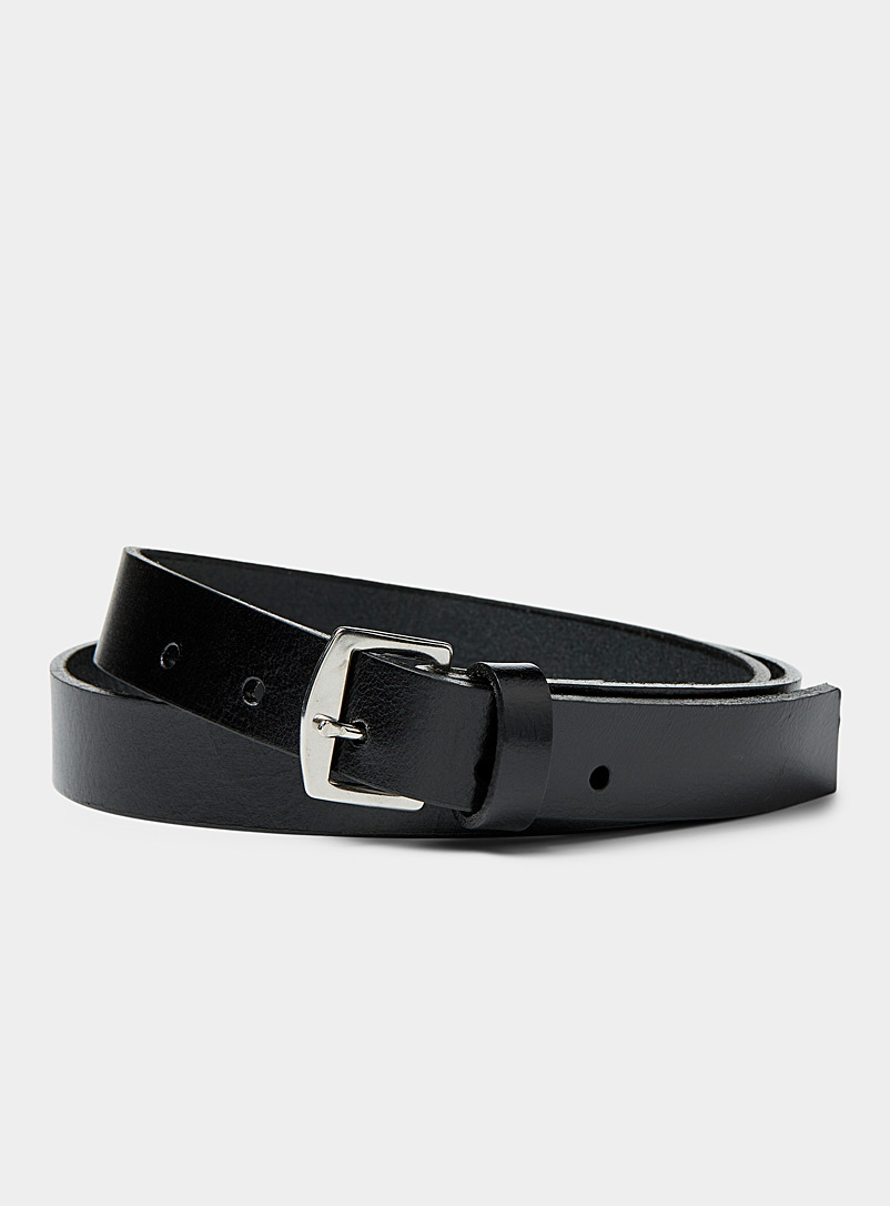 Simons X Flechr Black Small-buckle thin belt for men