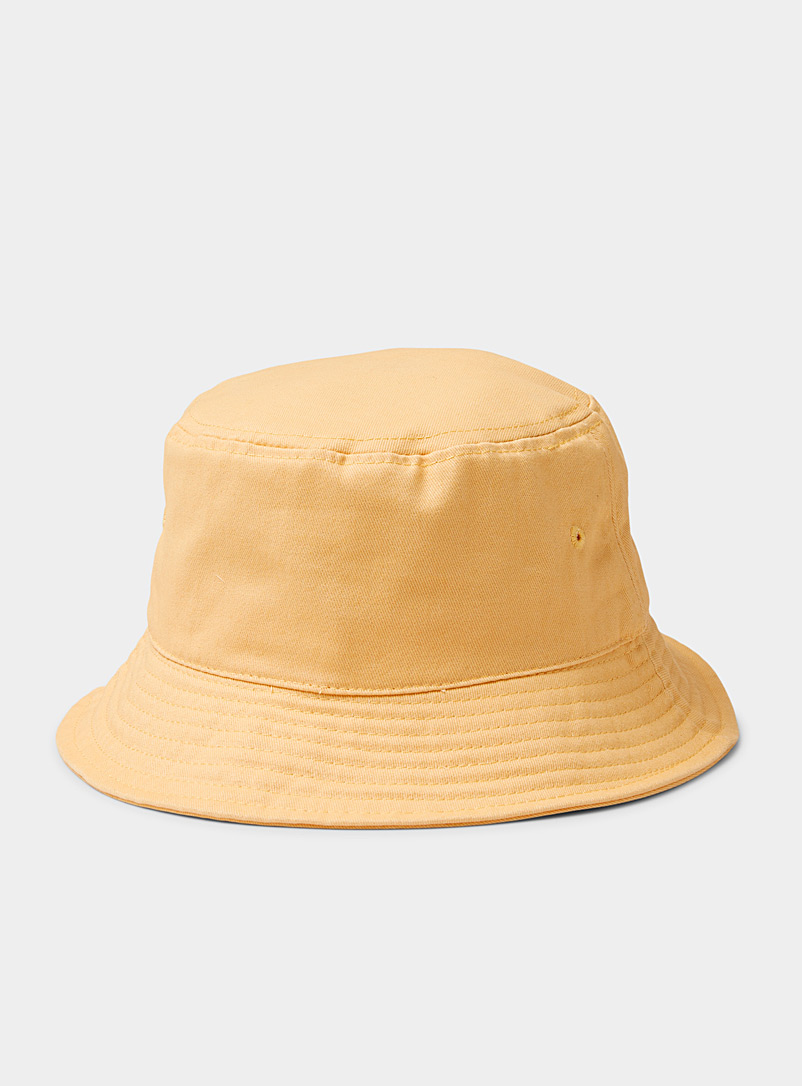 Le 31 Medium Yellow Solid cotton bucket hat for men
