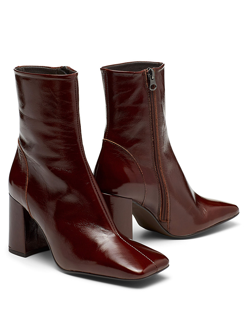 Jonak Dark Brown Bennet heeled ankle boots for women