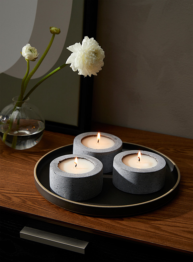 Simons Maison Dark Grey Small faux-stone candles Set of 3
