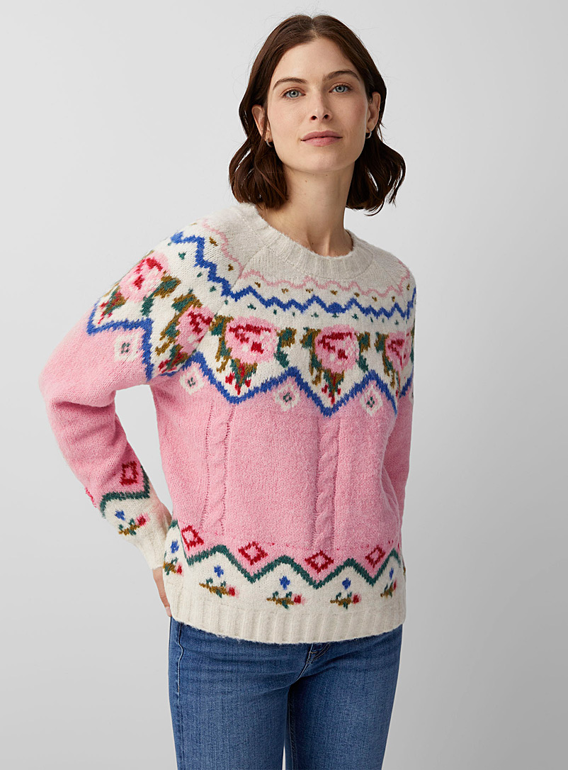 Contemporaine Dusky Pink Sweet jacquard sweater for women