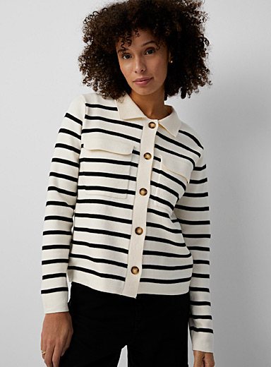 Shyanne Women's Pointelle Button Front Sweater Shirt