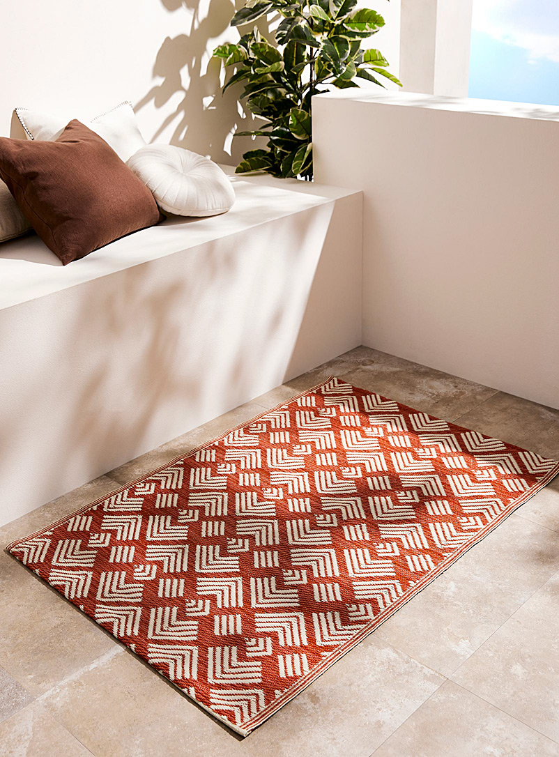 Simons Maison Patterned Red Terracotta geometric outdoor rug 90 x 130 cm