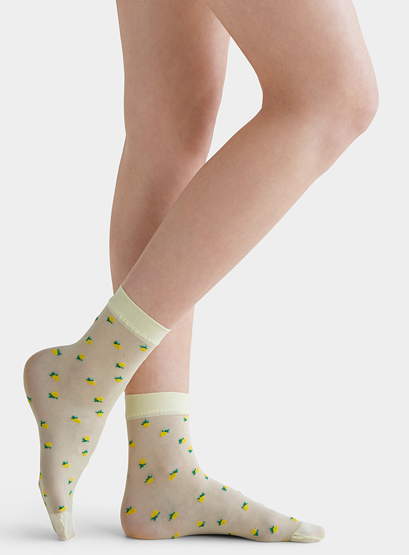 Pretty Polly Golden Yellow Lemon sheer ankle sock for women