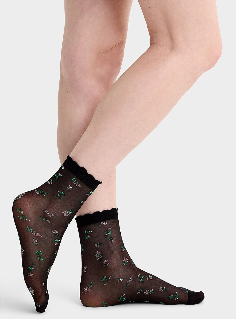 Mini-Flower Sheer Ankle Socks