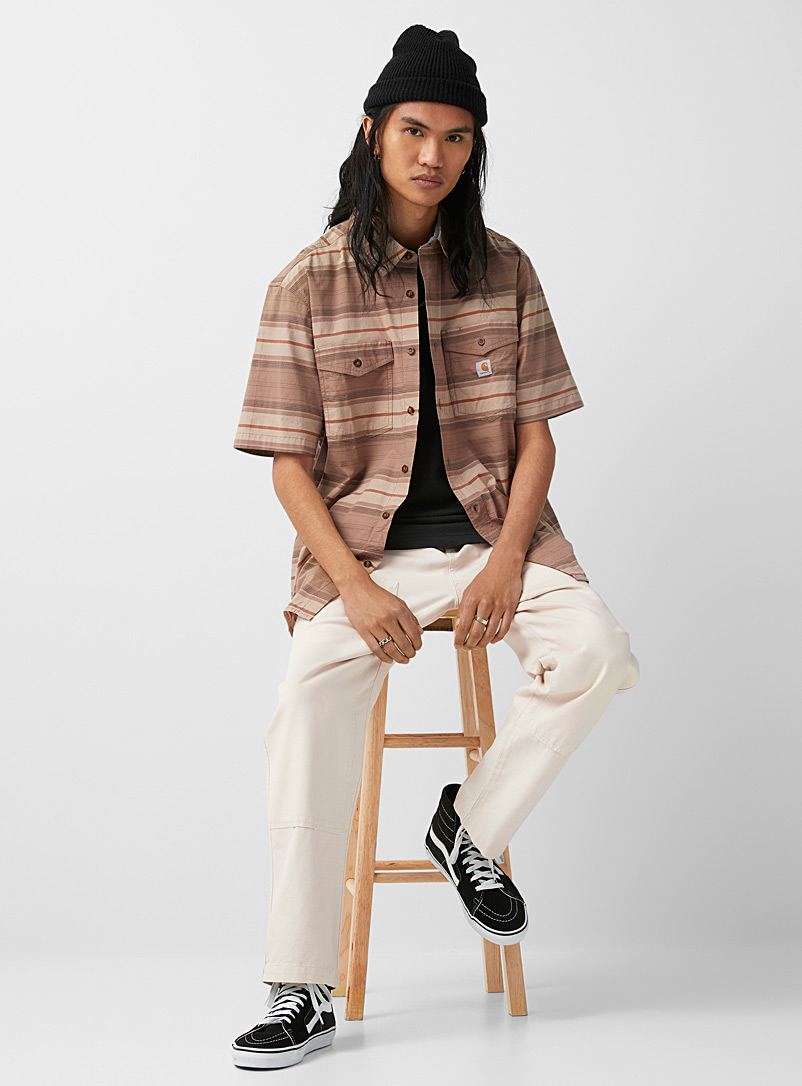 Carhartt Light Brown Blanket-stripe workwear shirt for men