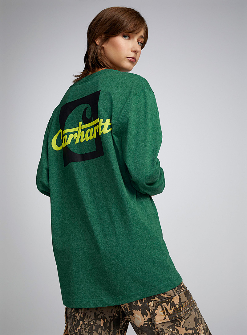 Carhartt Mossy Green Long signature logo T-shirt for women