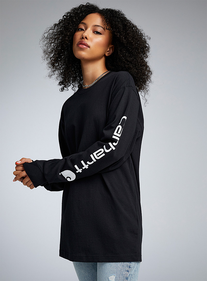 Carhartt: Le t-shirt ample manche à logo Noir pour femme