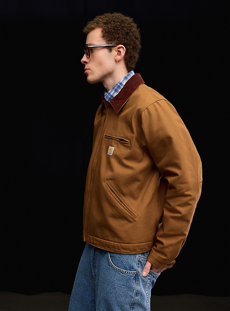 Carhartt: La veste travailleur Detroit doubl&eacute;e Cognac pour homme