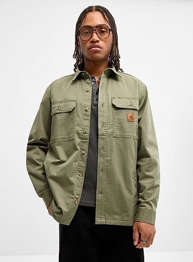 Carhartt: La surchemise twill chevron Newcastle Vert pour homme