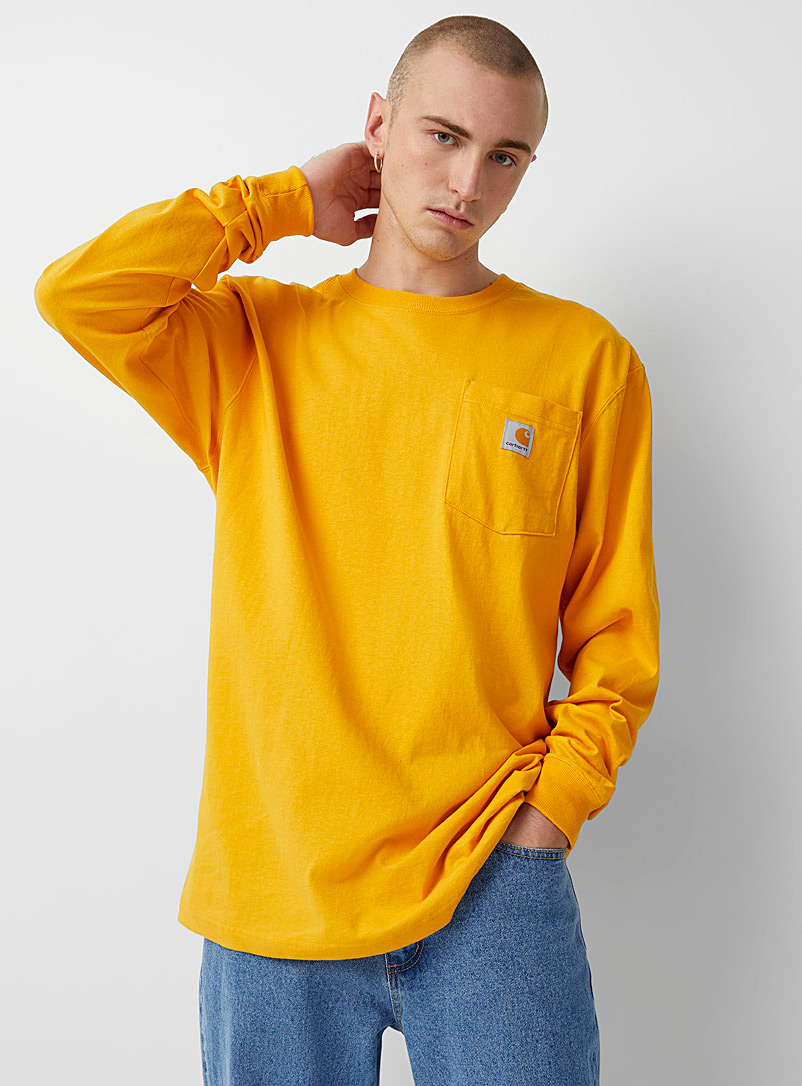 Carhartt Dark Yellow Logo pocket T-shirt for men