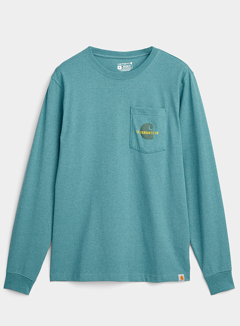 Carhartt: Le t-shirt logo workwear Sarcelle-turquoise-aqua pour homme