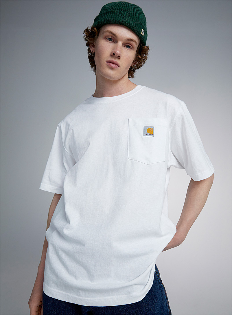 Carhartt: Le t-shirt pochette logo Blanc pour homme