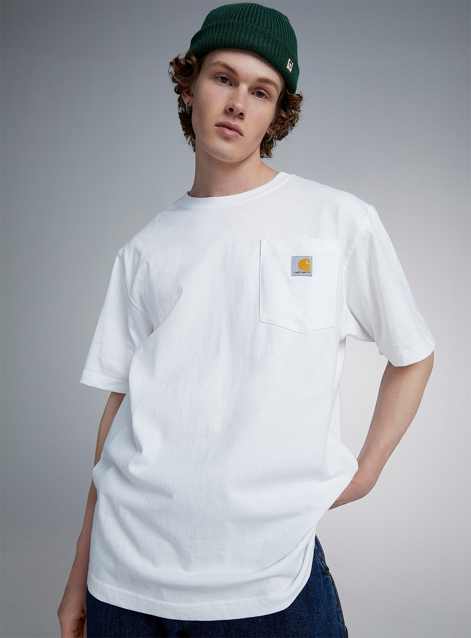 Shop Carhartt Logo Pocket T-shirt In White