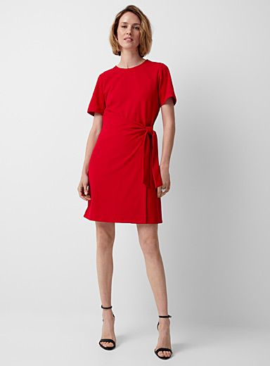 Contemporaine Bright Red Wrap panel dress for women