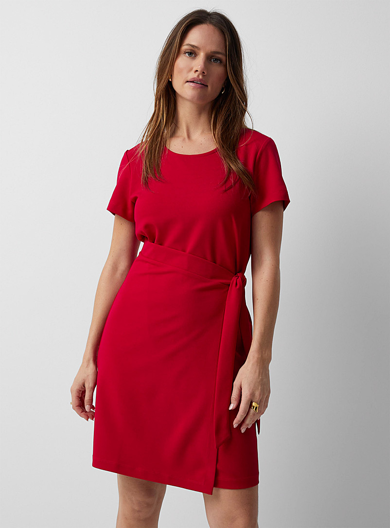 Contemporaine Cherry Red Wraparound panel dress for women