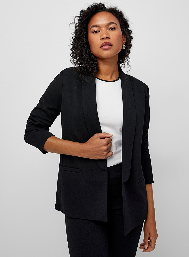 Contemporaine Black Shawl-collar open blazer for women