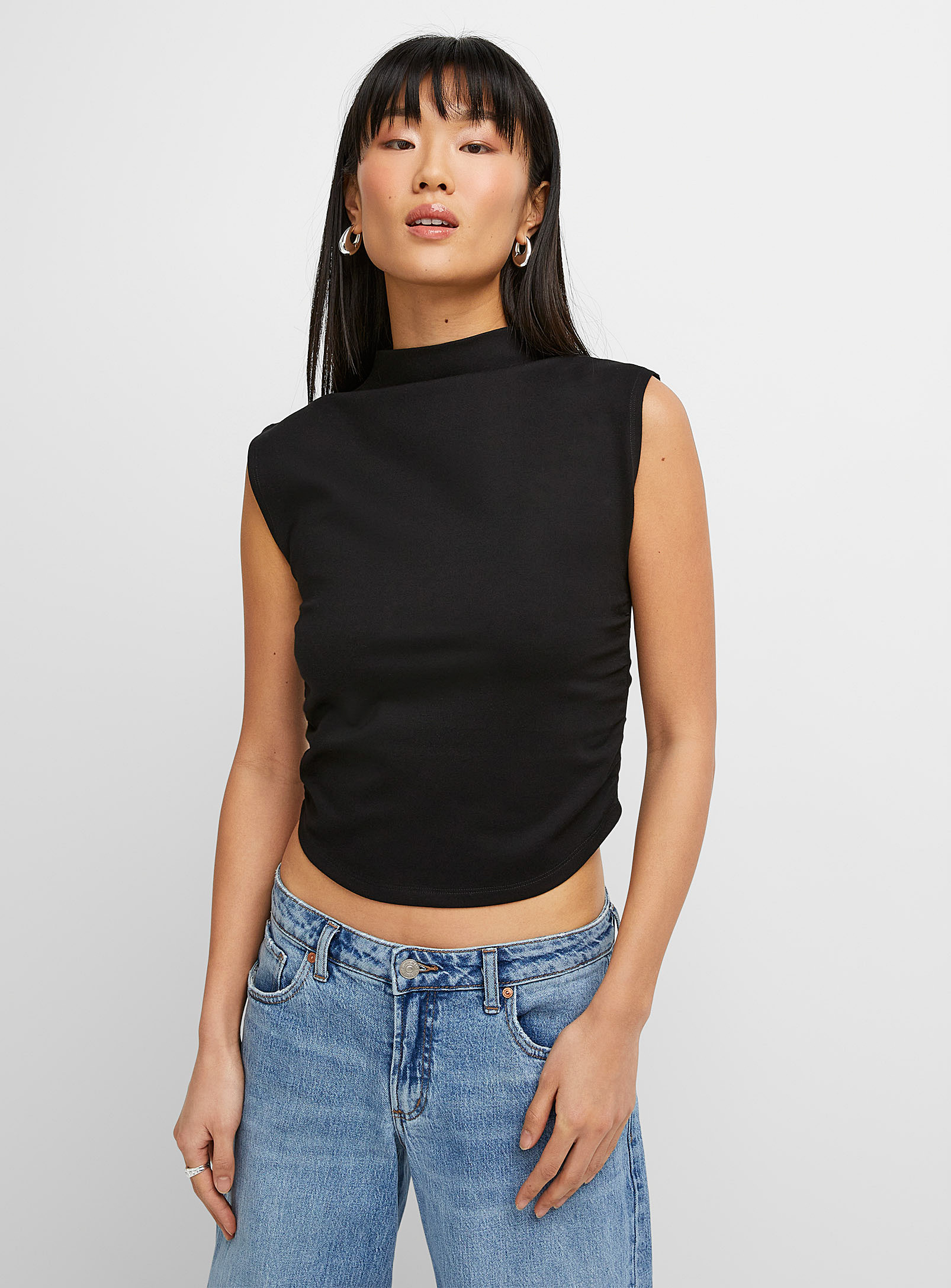 Icone Thick Jersey Sleeveless T-shirt In Black