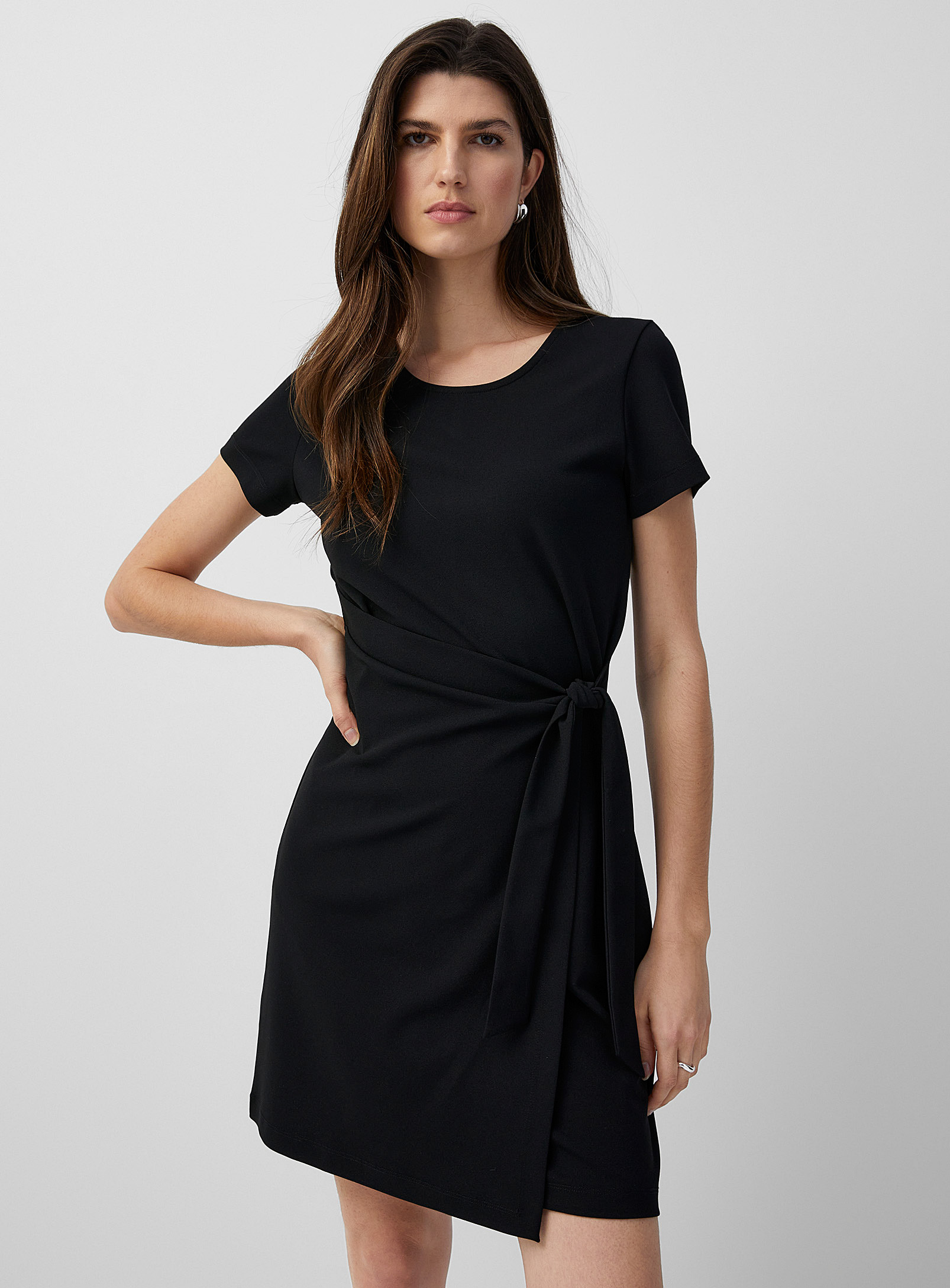 Contemporaine Wraparound Panel Dress In Black