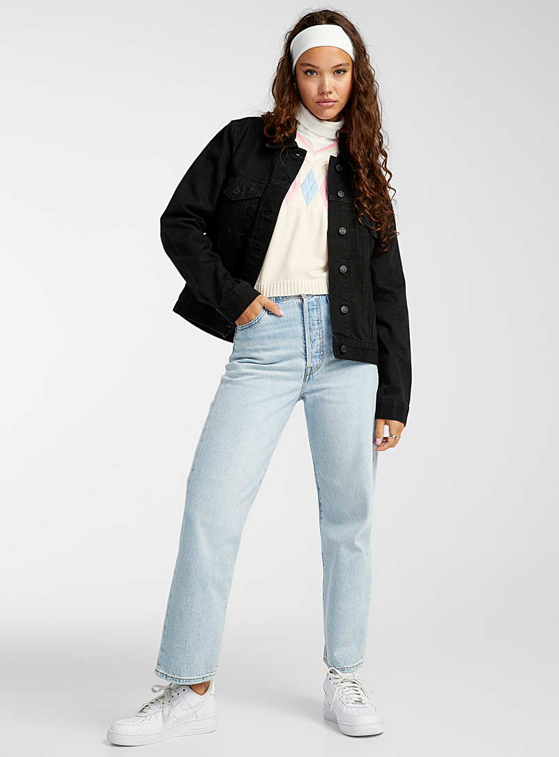 Twik Black Faded-blue jean jacket for women