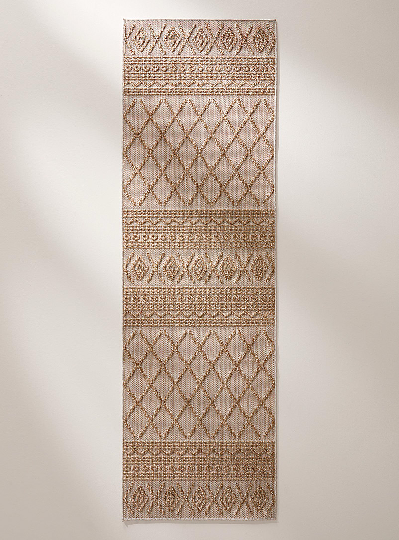 Simons Maison: Le tapis de couloir géométrie en relief 80 x 245 cm Beige crème