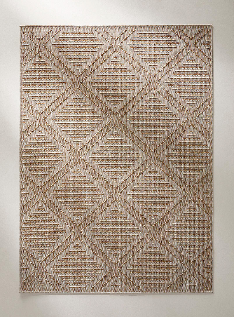 Simons Maison Light brown  Striped grid pattern rug See available sizes