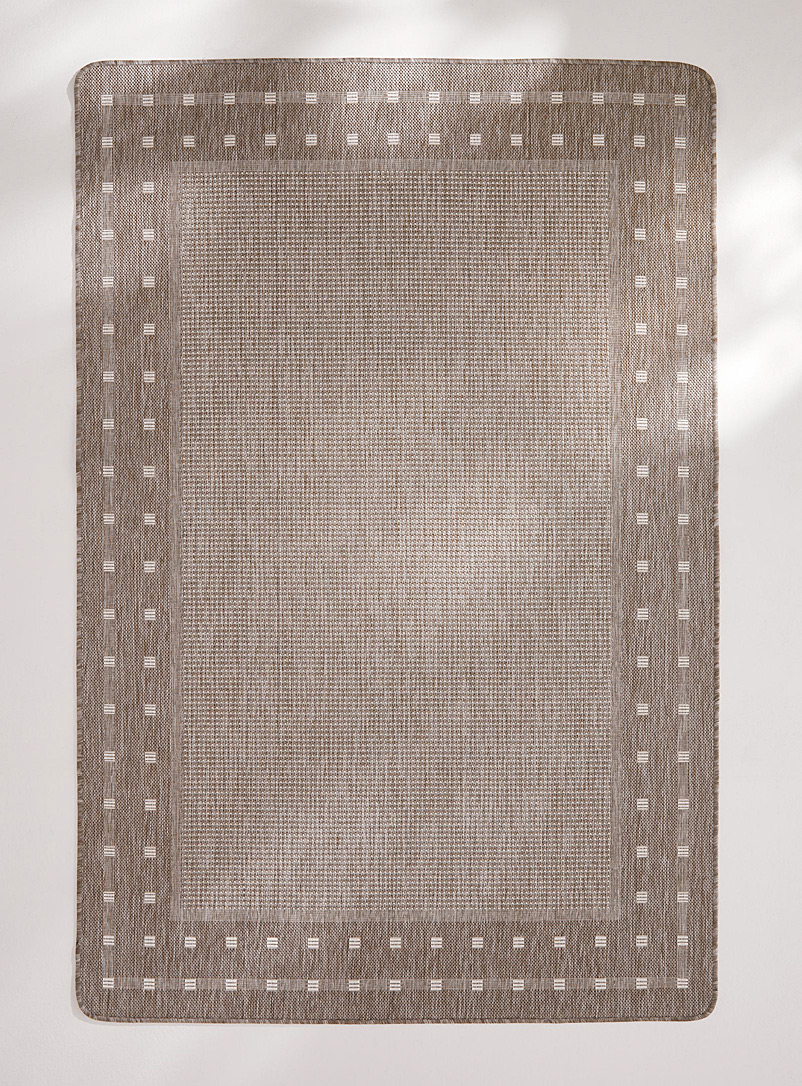 Simons Maison Cream Beige Geometric trim indoor-outdoor rug See available sizes