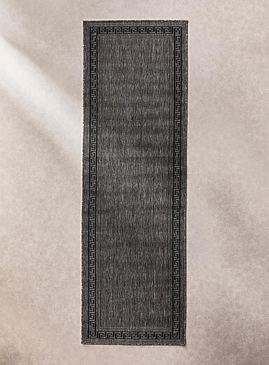 Simons Maison: Le tapis de couloir cadre cl&eacute; grecque 80 x 250 cm Gris ardoise