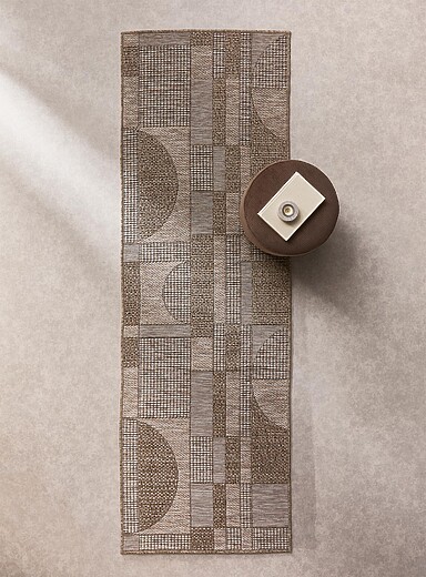 Simons Maison Ivory/Cream Beige Geometric echoes hallway runner 80 x 250 cm