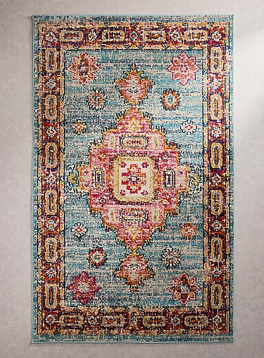 Simons Maison Patterned Blue Colourful geometric medallions turquoise rug See available sizes