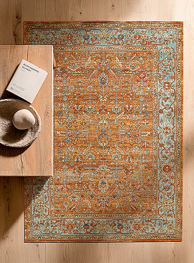 Simons Maison Patterned Orange Hailey blue and orange rug 160 x 220 cm