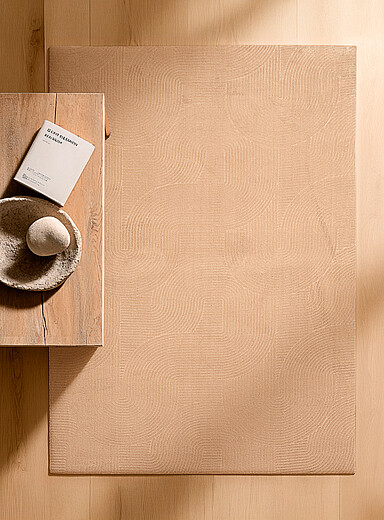 Simons Maison Ivory/Cream Beige Elion raked waves modern rug Machine washable See available sizes