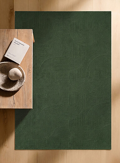 Simons Maison: Le tapis moderne ondulations ratiss&eacute;es Elion Lavable &agrave; la machine Voir nos formats offerts Ivoire - Beige cr&egrave;me