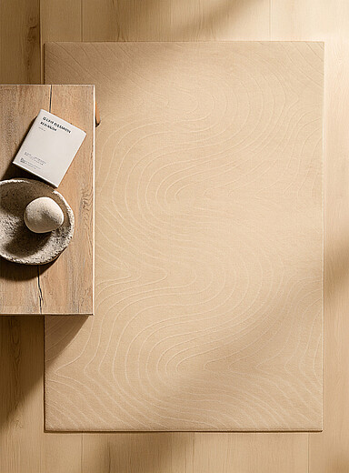 Simons Maison: Le tapis moderne m&eacute;andres creus&eacute;es Somos Lavable &agrave; la machine Voir nos formats offerts Ivoire - Beige cr&egrave;me