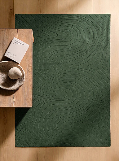 Simons Maison: Le tapis moderne m&eacute;andres creus&eacute;es Somos Lavable &agrave; la machine Voir nos formats offerts Vert fonc&eacute; - Mousse