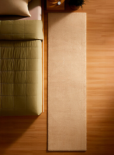 Le tapis de couloir moderne ondulations ratiss&eacute;es Elion Lavable &agrave; la machine 80 x 245 cm