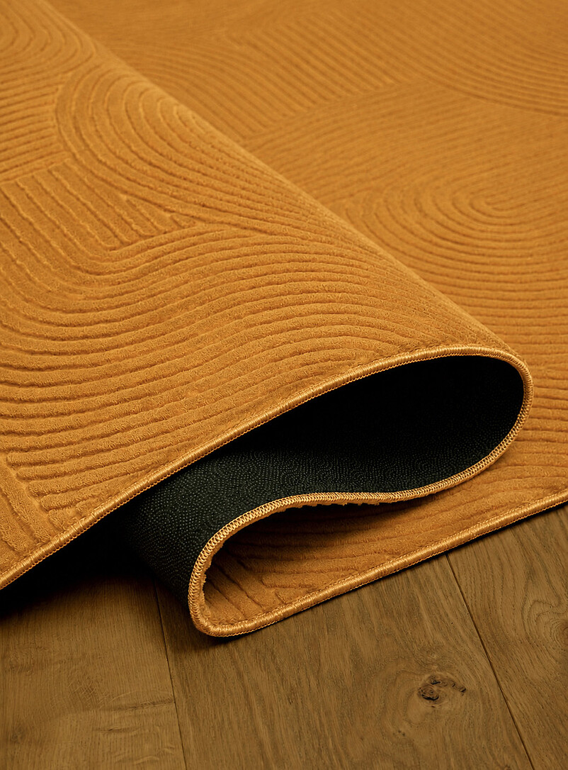 Simons Maison: Le tapis de couloir moderne ondulations ratiss&eacute;es Elion Lavable &agrave; la machine 80 x 245 cm Ivoire - Beige cr&egrave;me