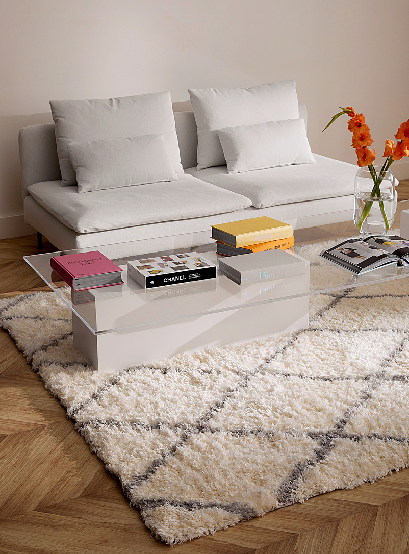 Simons Maison Assorted beige  Timeless trellis shag rug See available sizes