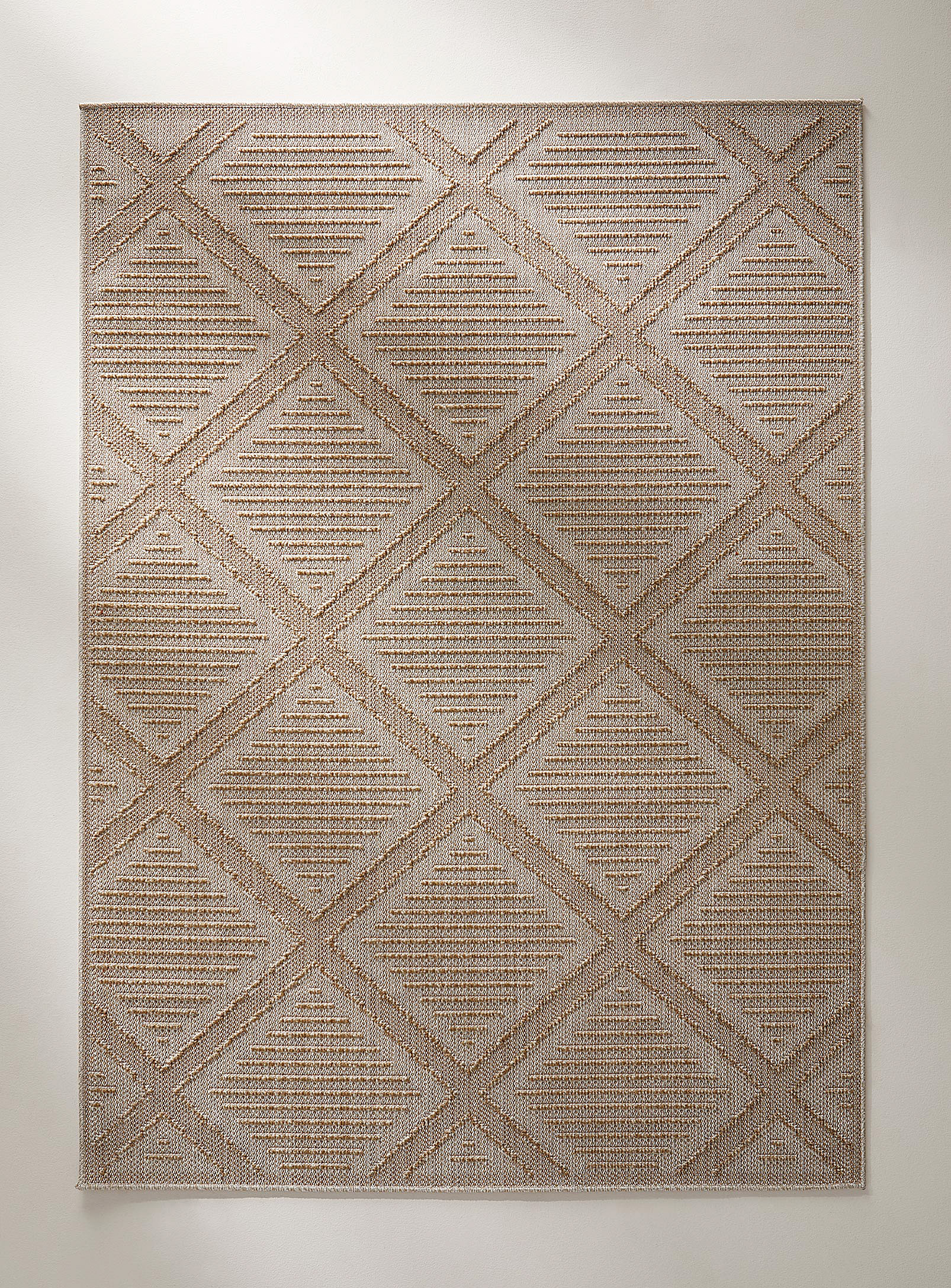 Simons Maison Striped Grid Pattern Rug See Available Sizes In Cream Beige