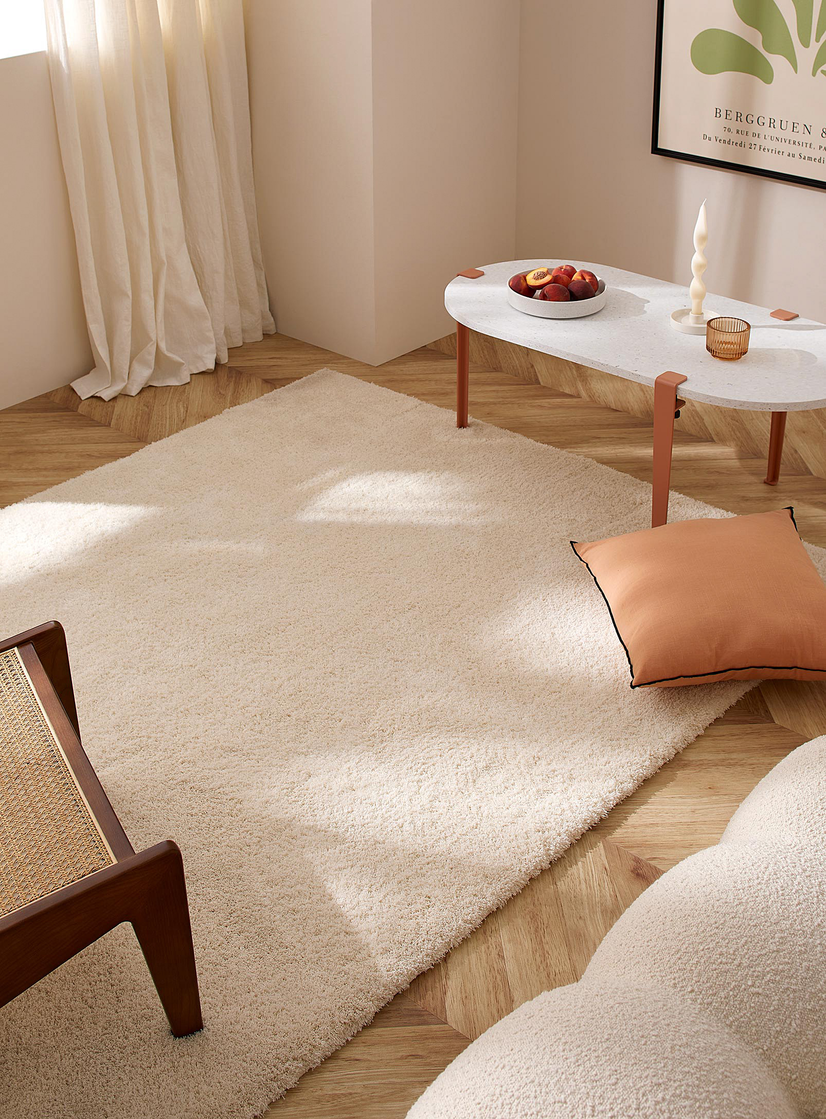 Simons Maison Solid Cream Shag Rug See Available Sizes In Ivory White
