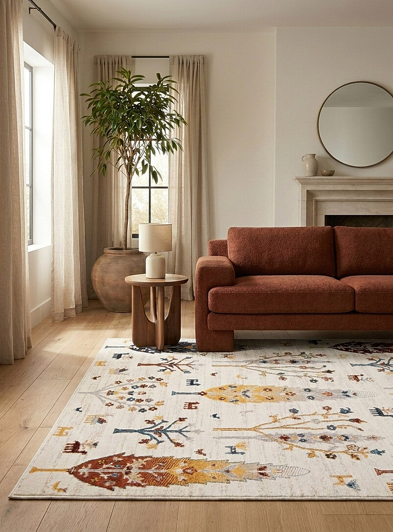 Watercolour-style pine cones rug See available sizes product image (primary)