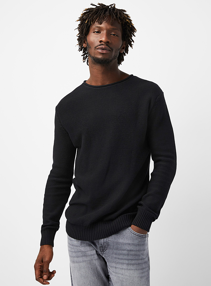 Le 31 Black Rolled-neck sweater for men