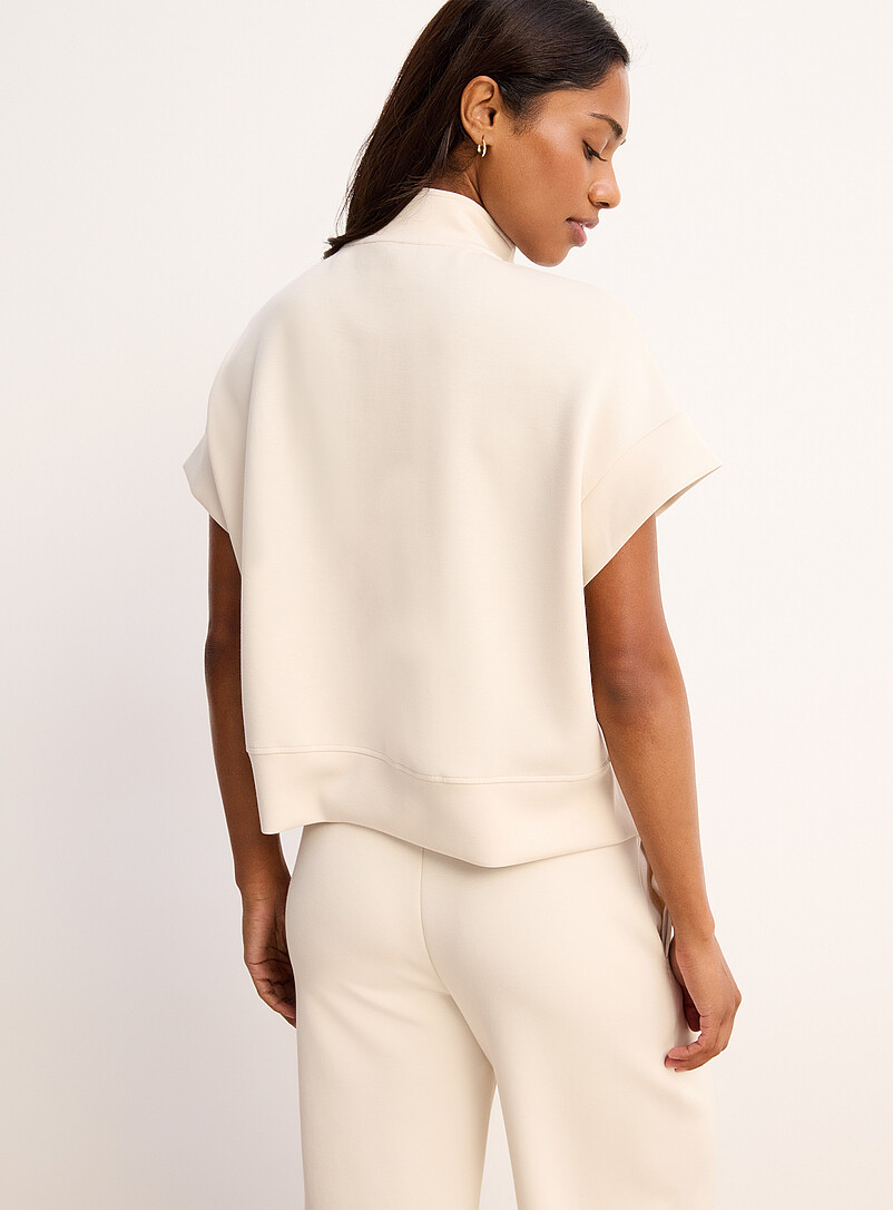 Miiyu: La veste col zipp&eacute; manches courtes doux effet n&eacute;opr&egrave;ne Rose pour femme