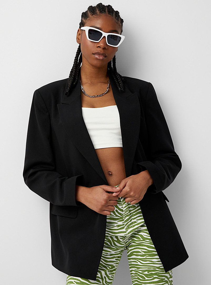 Twik Black Loose-fit two-button blazer for women