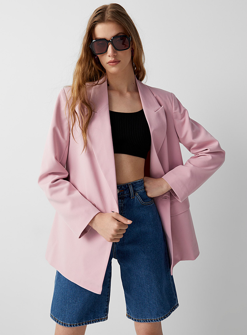 Twik Dusky Pink Loose-fit two-button blazer for women