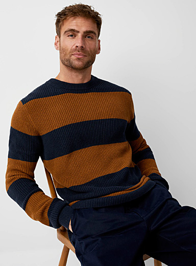 Twin-stripe ribbed sweater | Le 31 | Shop Men's Crew Neck