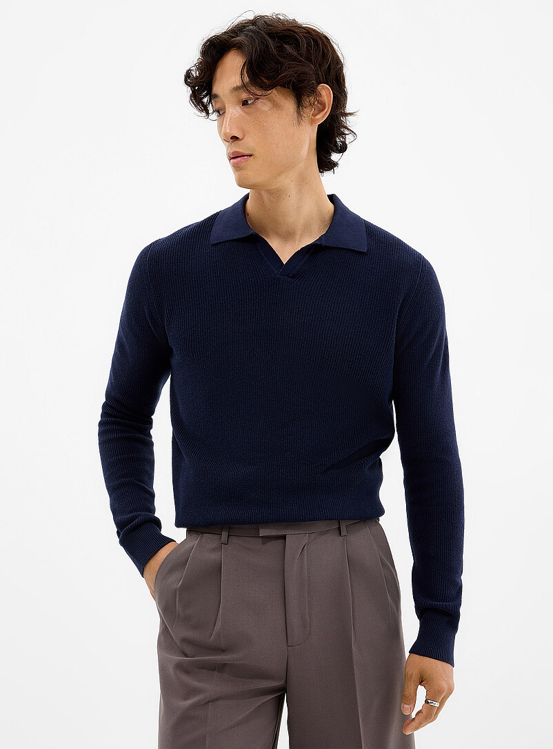 Rib-knit Johnny-collar sweater product image 2
