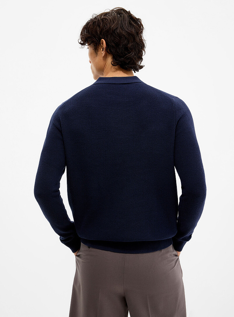 Rib-knit Johnny-collar sweater product image 3