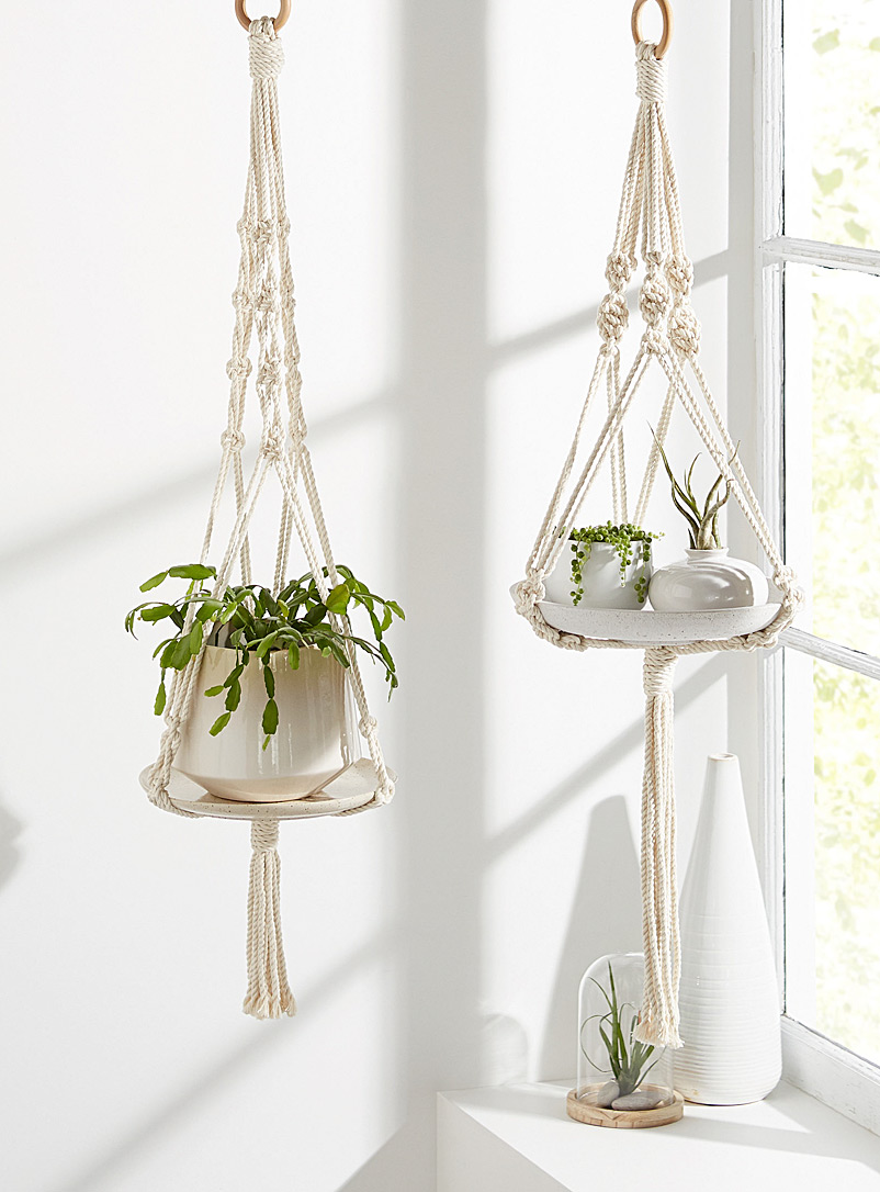 M Forioso Ecru/Linen Set of 2 macramé plant hangers