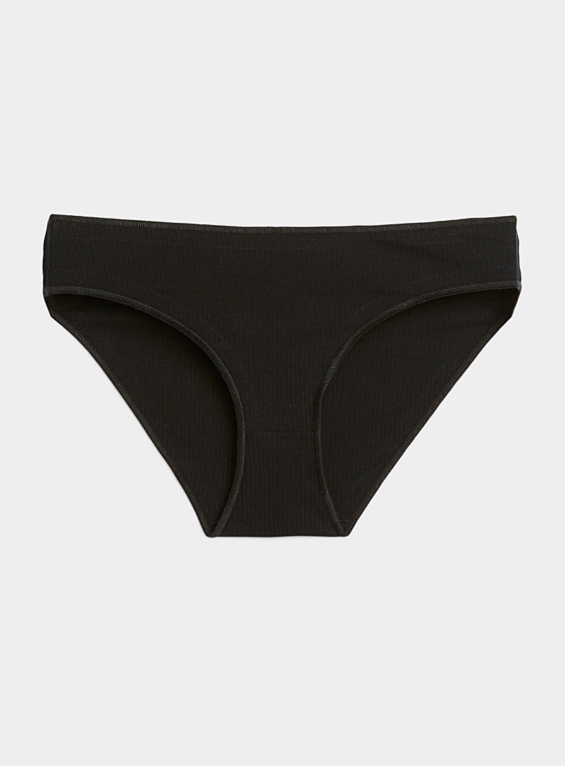 Baserange Black Black ribbed bikini panty for women